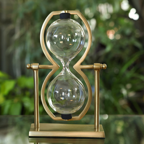 Gold Figure Eight Rotating Hourglass Kit - Decorative Sand Timer for Home Office Desk, Meditation & Stress Relief - Perfect Gift for Zen Decor