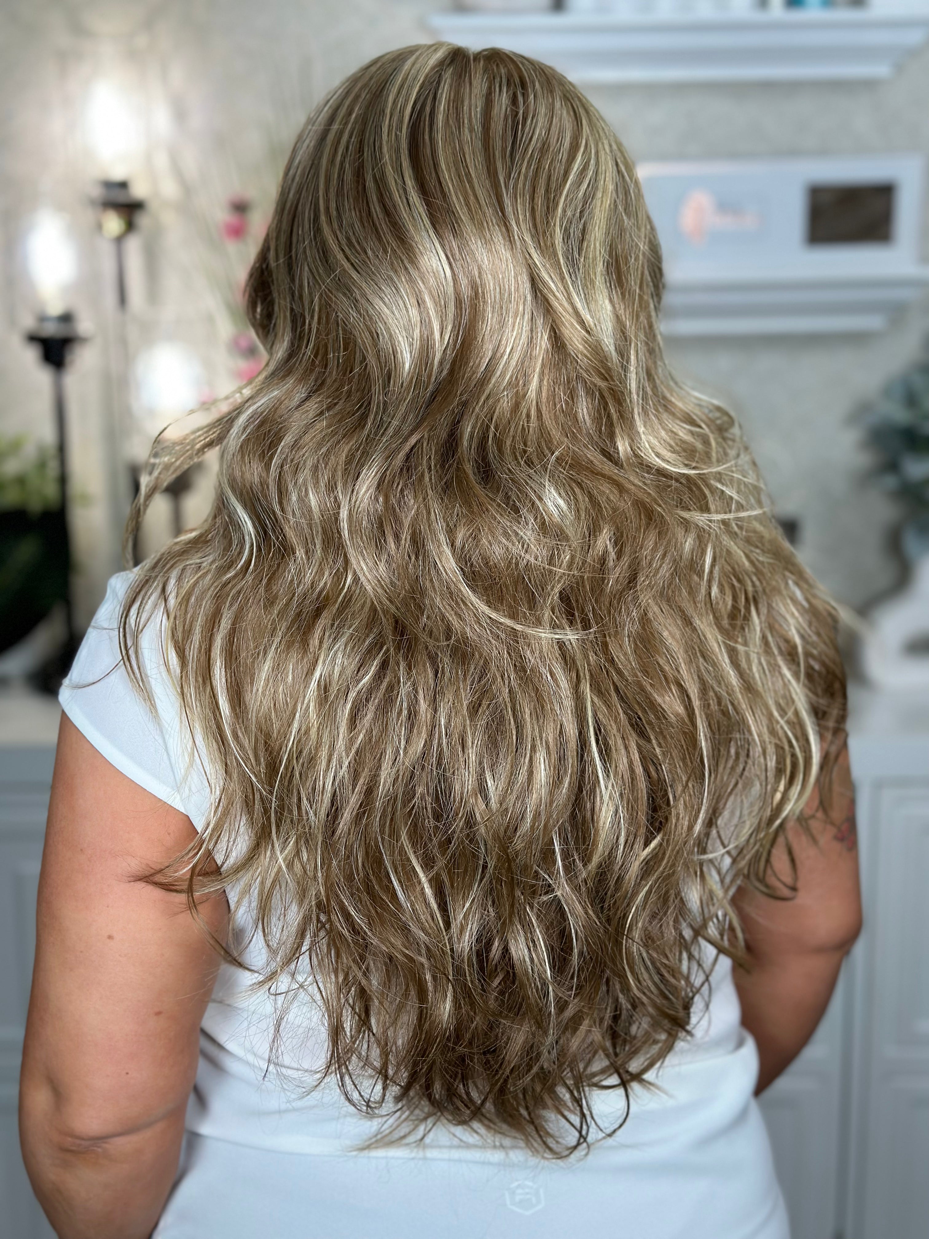 KRISTA Almond Breeze Human Hair Blend Wig - Natural Looking Soft Wavy Hair for Women | Perfect for Daily Wear, Cosplay & Special Occasions