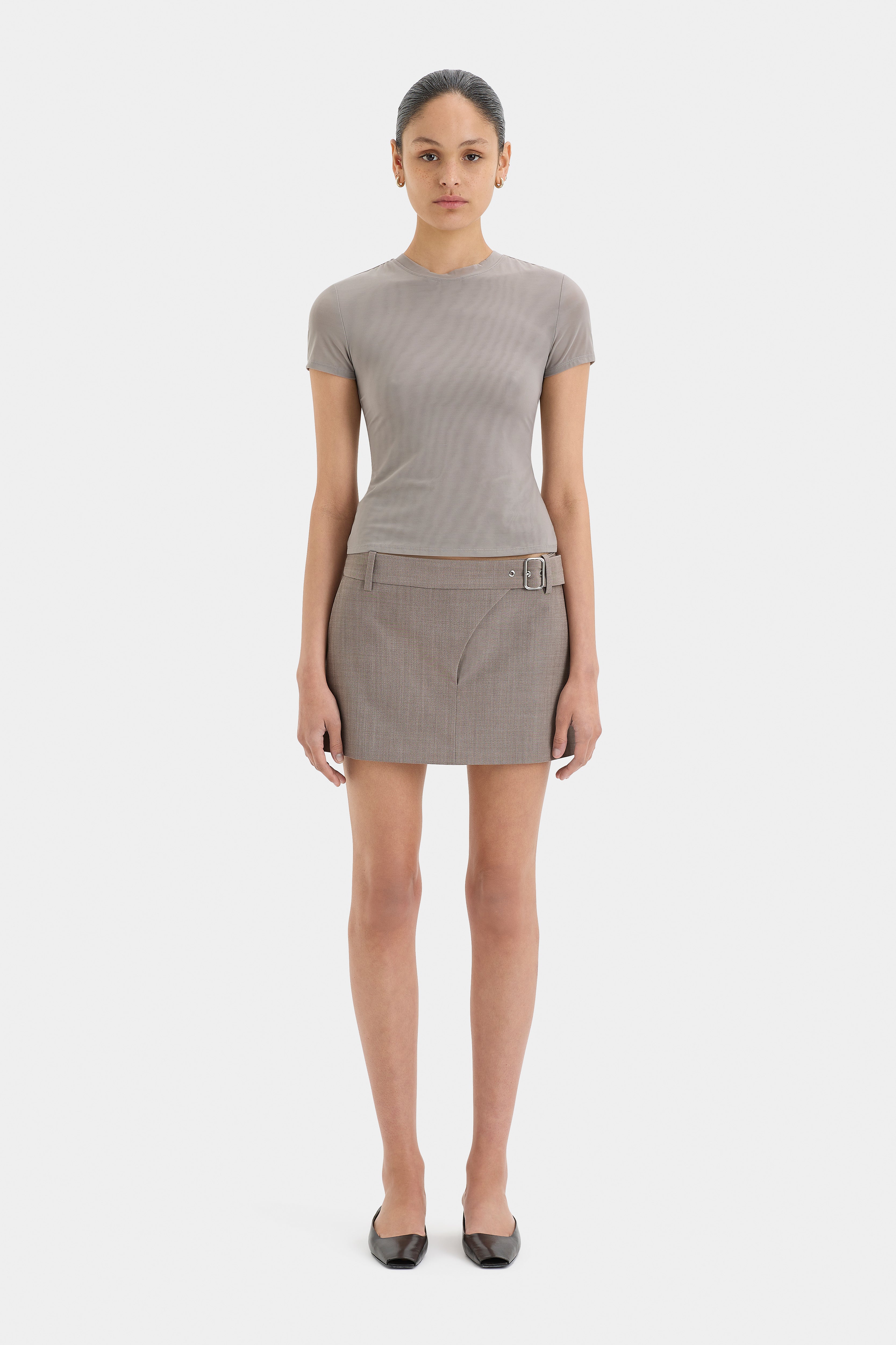 Leonardo Belted Mini Skirt for Women - High Waist Stretchy Denim Skirt with Adjustable Belt | Perfect for Casual Outfits, Date Nights & Office Wear
