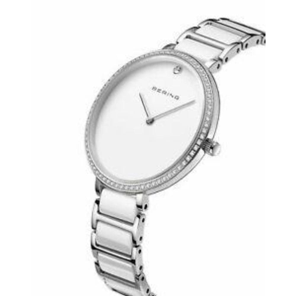 BERING 30534 Women's Watch - White Ceramic Band & Stainless Steel Case - Elegant Dress Watch for Office, Party & Everyday Wear