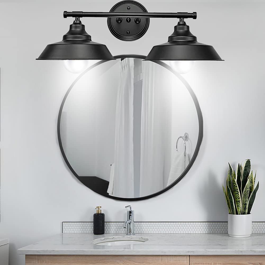 Vintage Black Vanity Light Fixtures for Bathroom - Rustic Mid Century Wall Sconces with Mirror Lighting - Perfect for Bathroom Vanity, Makeup Area and Dressing Room