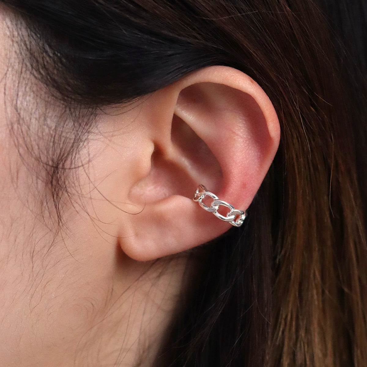 Trendy Curb Chain Ear Cuff - Silver & Gold Hoop Earrings for Women - Perfect for Parties, Weddings & Everyday Wear
