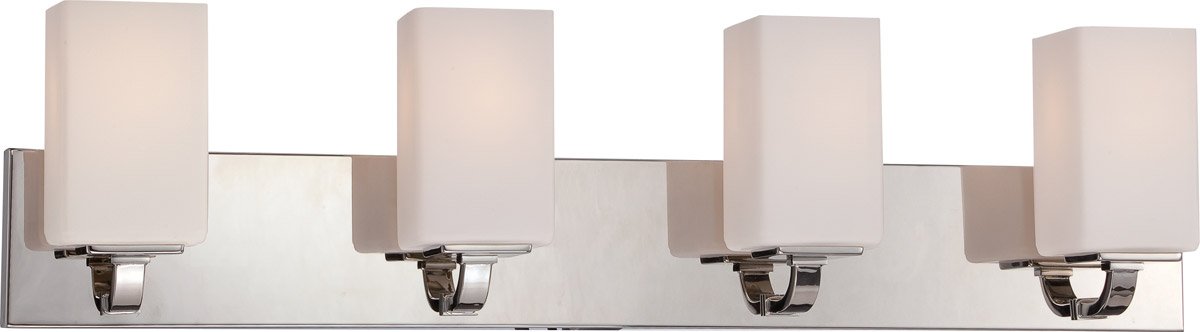 32 Inch Bathroom Vanity Light Fixture - 4 Light Polished Nickel Finish, E12 Base, 400W Incandescent - Perfect for Master Bath, Powder Room & Spa Lighting