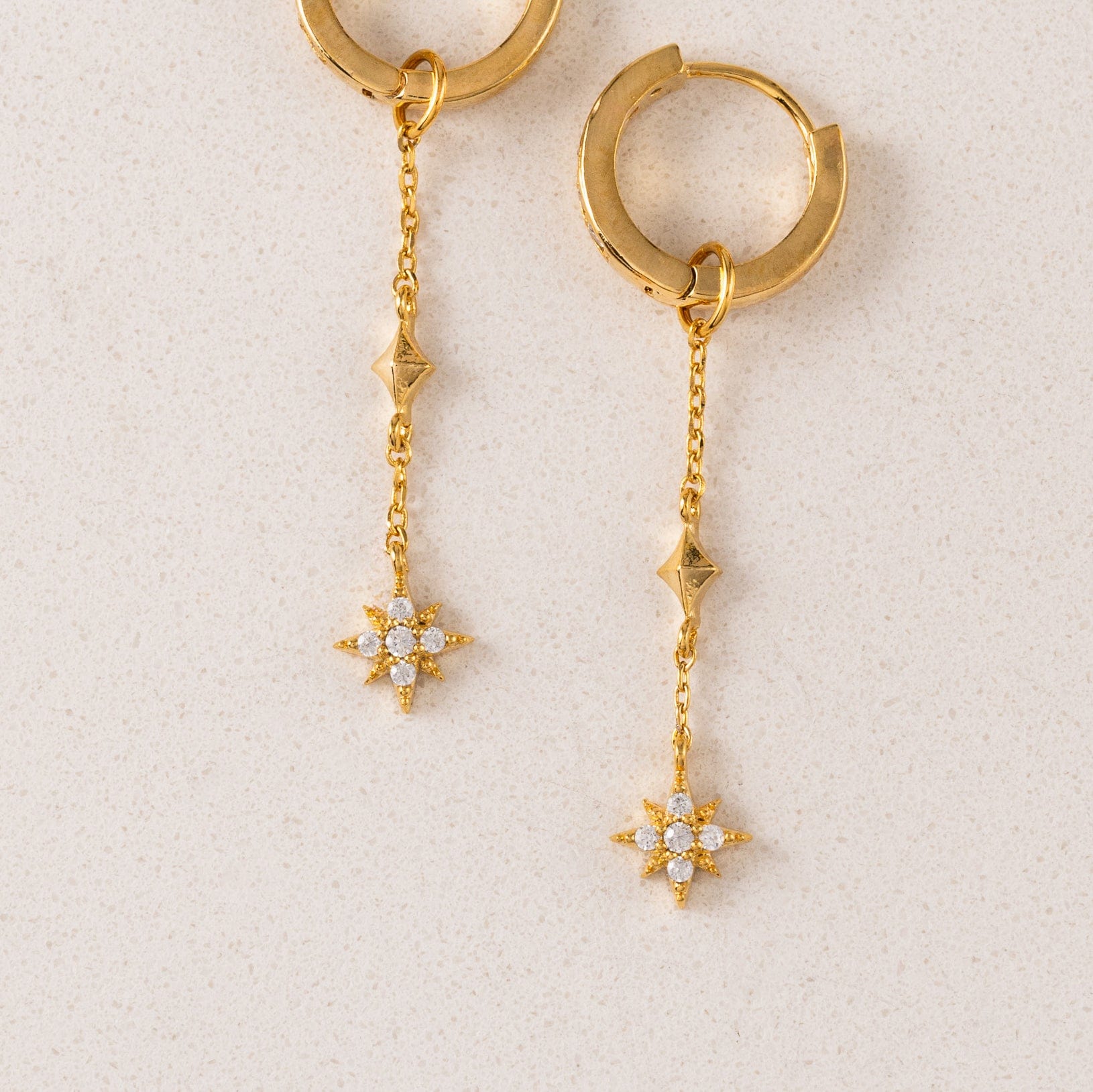 Starburst Drop Charm Hoop Earrings for Women - Trendy Gold/Silver Dangle Earrings for Party, Wedding & Everyday Wear