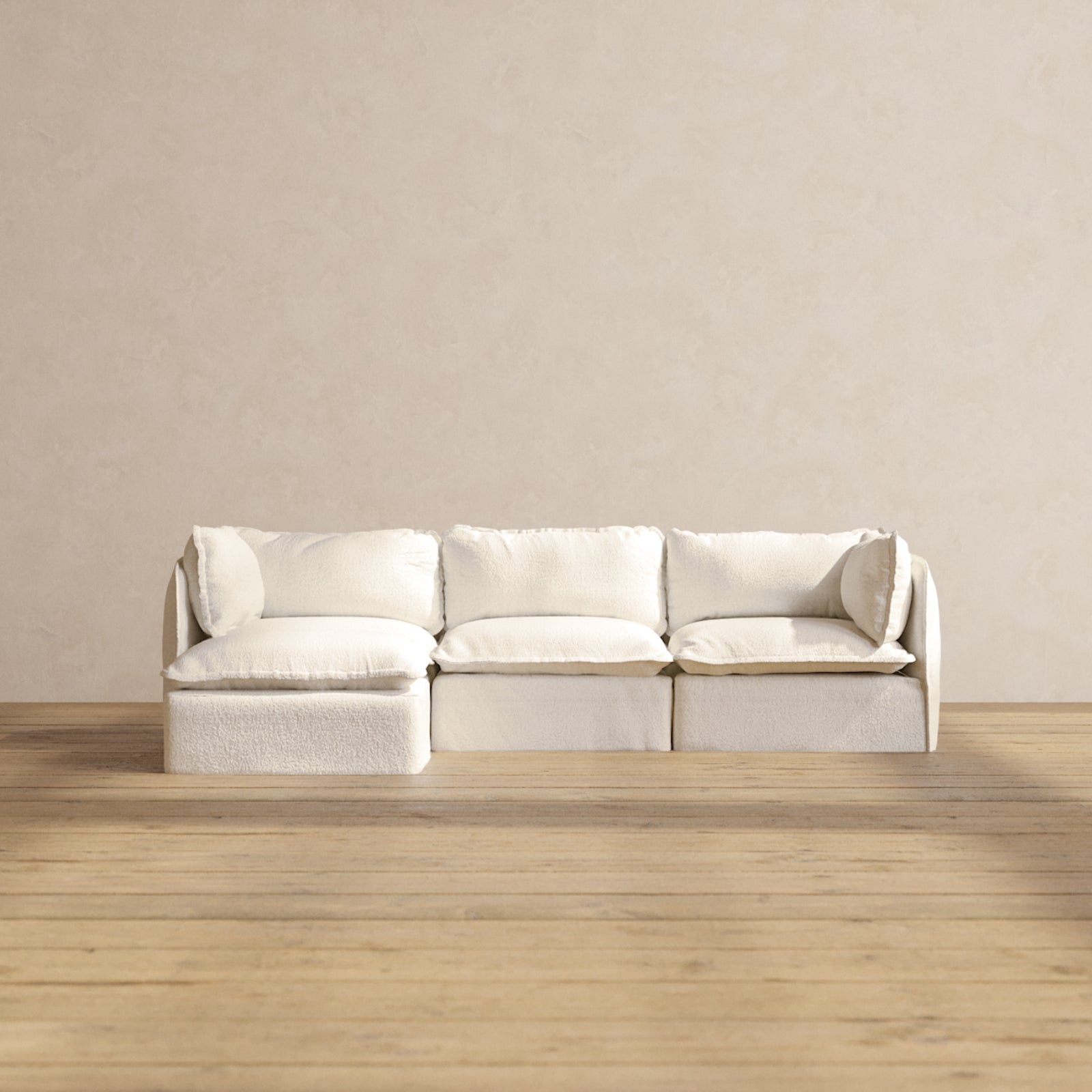 Premium Modular Performance 3-Seater Sectional Sofa in Luxe Mousse Fabric | Durable Deluxe Blend | Perfect for Living Room, Family Room & Home Theater Comfort