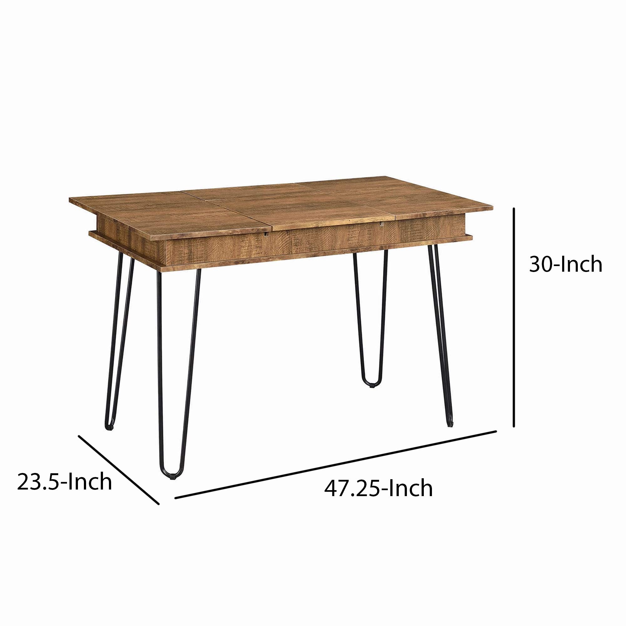 Modern Writing Desk with Hidden Storage & USB Port - Brown Wood Home Office Desk for Small Spaces, Study & Work from Home