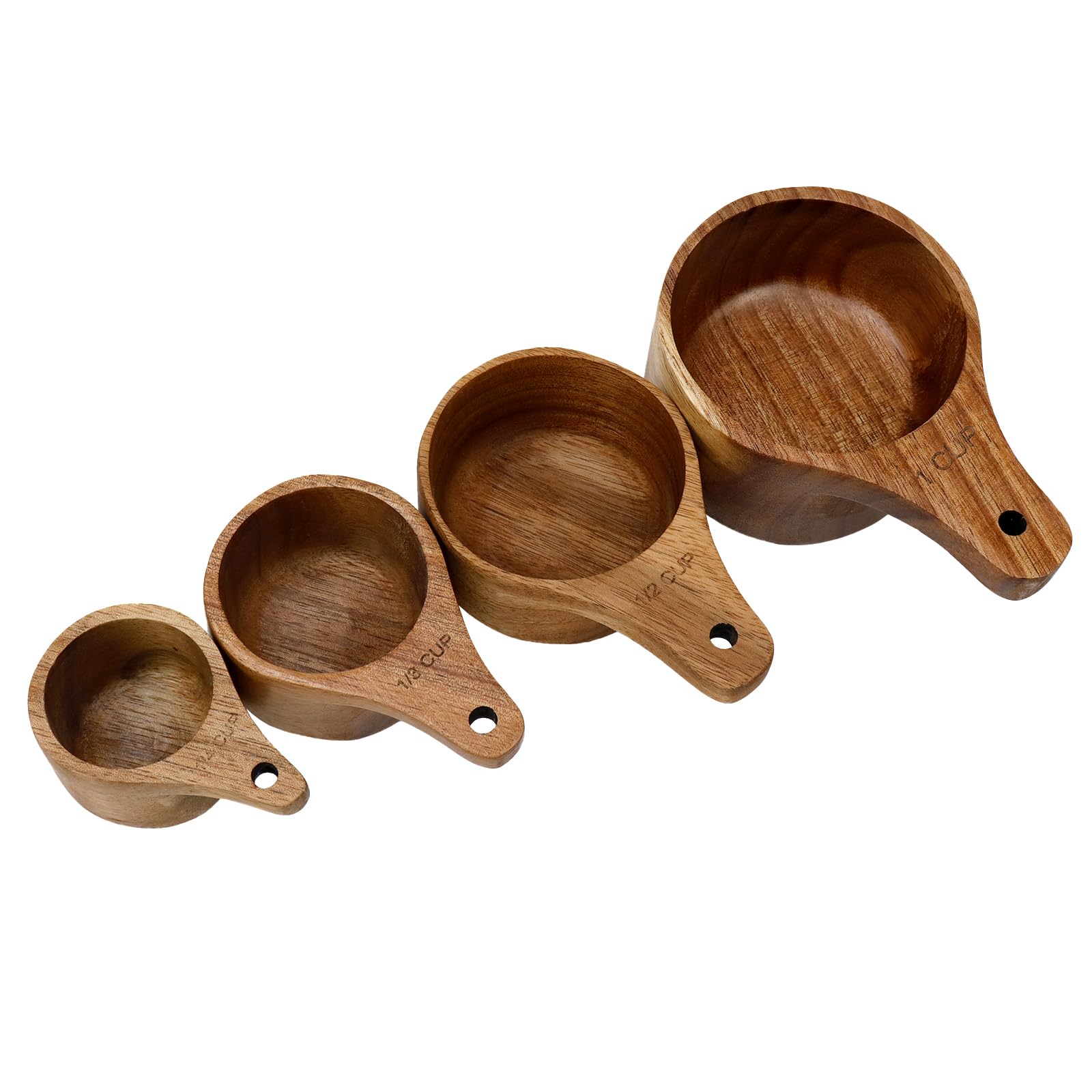 4PCS/Set Wooden Measuring Cup and Spoon Set for Baking, Cooking, Spices, Coffee, Tea & Milk Powder - Perfect for Home Kitchen, DIY Recipes & Gift Giving