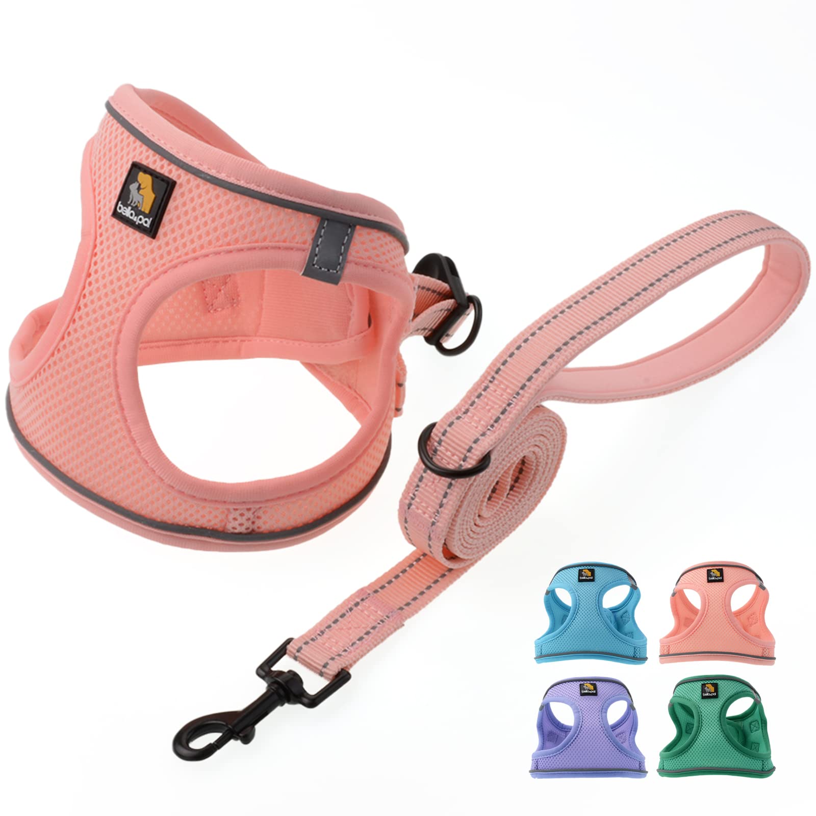 BELLA & PAL Small Dog Harness and Leash Set - No Pull Step-in Vest Harness for Puppies & Extra Small Dogs - Adjustable Soft Pink Pet Harness for Walking, Training & Outdoor Adventures (XS)