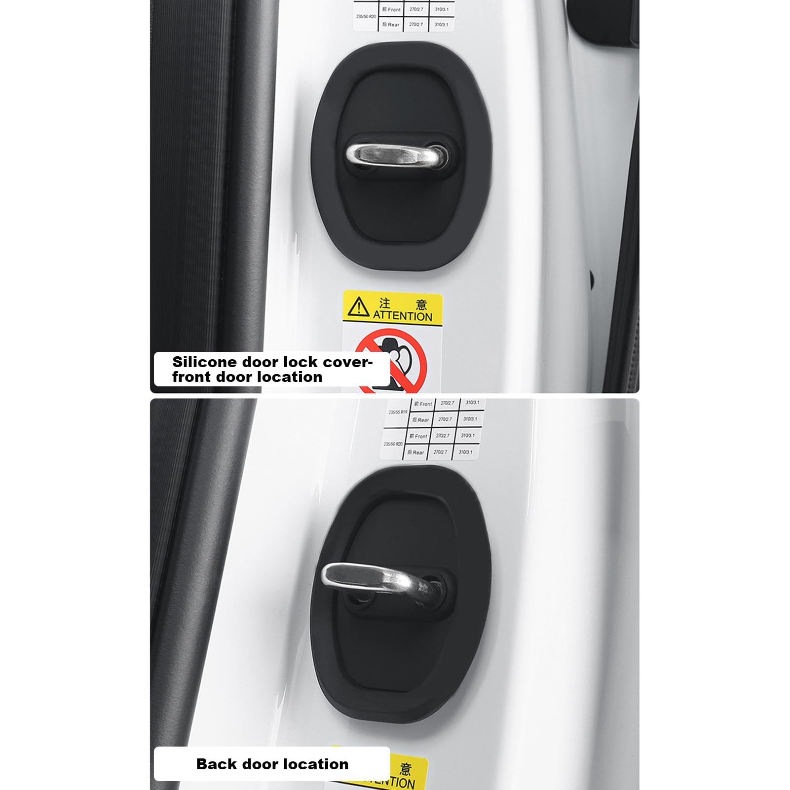 4 Pack Silicone Door Latch Protectors for Cars - Soft Shock Absorbing Door Lock Covers, Noise Reduction Pads, Universal Auto Accessories (Fits Most Vehicles) - Prevent Scratches & Protect Door Locks During Daily Commutes, Road Trips and Car Washes