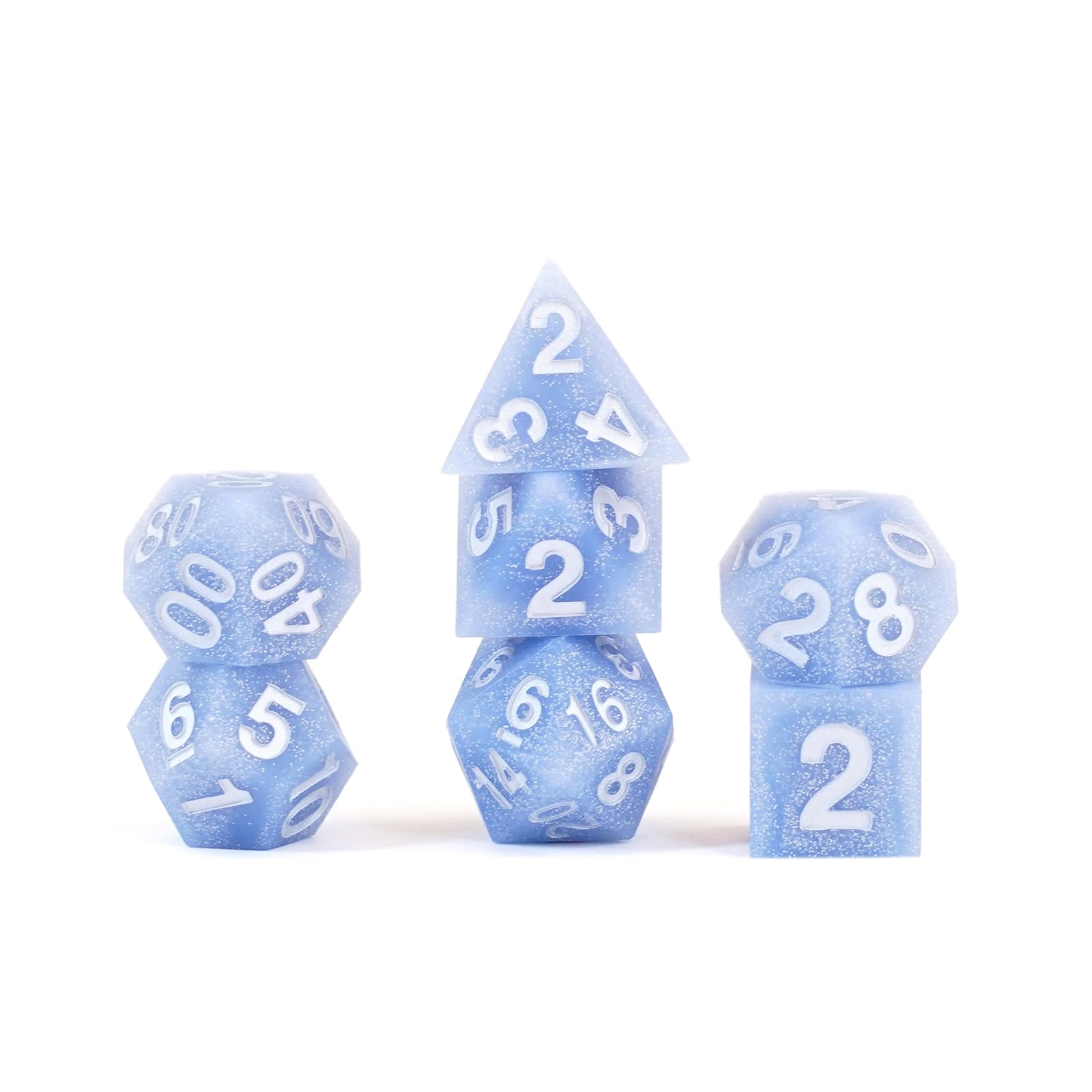 FanRoll 16mm Sharp Edge Silicone Rubber Polyhedral DND Dice Set - Glacial Debris Style RPG Dice for Dungeons & Dragons, Pathfinder, MTG and Tabletop Gaming Adventures
