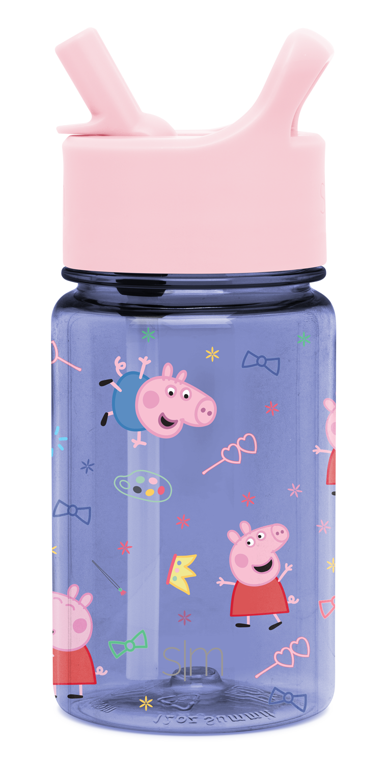 Summit Kids Plastic Water Bottle with Straw Lid - BPA Free Leak Proof Water Bottle for School, Sports & Outdoor Activities - Ideal for Boys Girls Ages 5-12