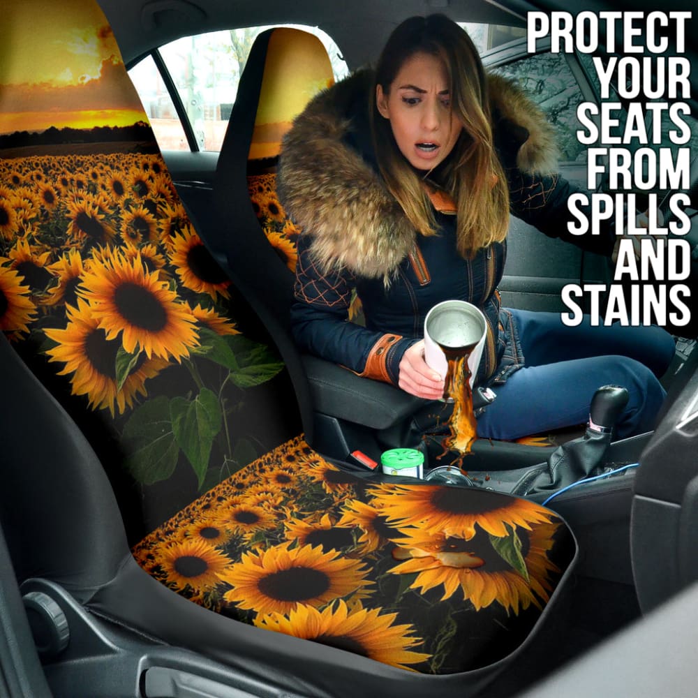 Premium Sunflower Car Seat Covers - Universal Fit for Cars, Trucks & SUVs - Soft & Durable Seat Protectors - Perfect for Road Trips, Daily Commutes & Family Travel