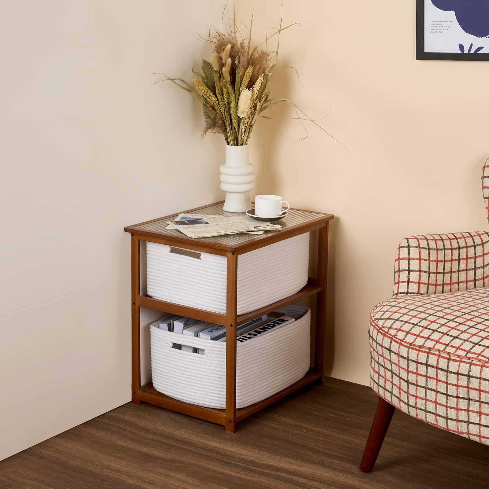 Large Woven Storage Baskets for Shelves & Closets - 17 x 13 x 7.5 Inch Organizer Bins for Clothes, Blankets, Towels, Toys | Nursery, Bedroom & Living Room Organization | Set of 2 Off-White Rope Baskets