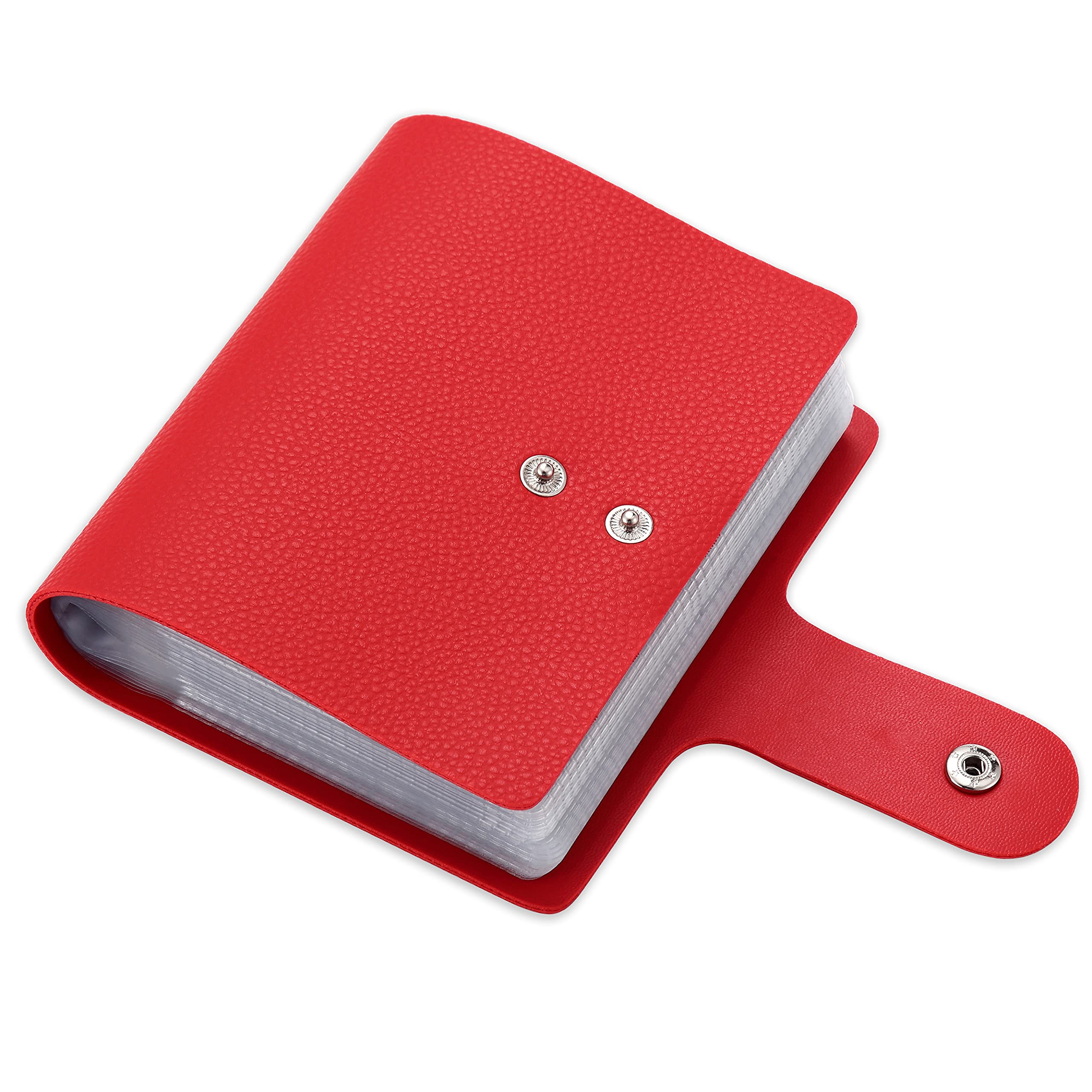 Premium RFID Blocking Leather Business Card Holder - 60 Card Slots Organizer for Men & Women, Book Style Credit Card Case for Office & Travel (Red) - Perfect for Business Networking, ID Storage & Contact Management