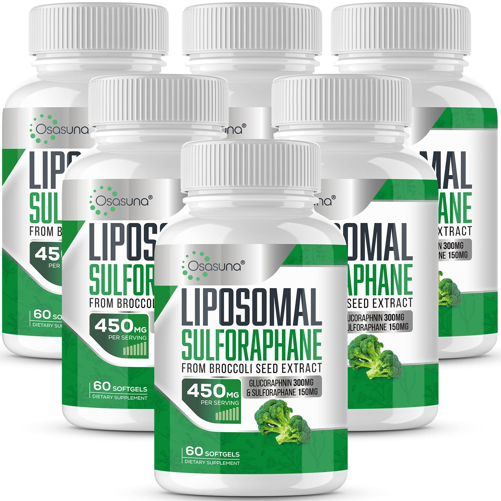 Osasuna Liposomal Sulforaphane 450MG - Maximum Absorption Broccoli Seed Extract Supplement with Glucoraphanin & Myrosinase - Antioxidant Support for Detox & Immune Health - 360 Softgels - Perfect for Daily Wellness & Cellular Protection