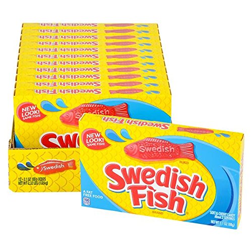 Swedish Fish Red Candy - Theater Box (12 pcs) - Bulk Case of 9 - Perfect for Movie Nights, Parties & Office Snacks
