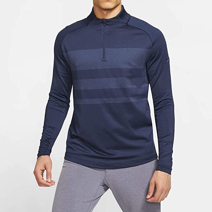 Nike Men's Dri-Fit Vapor 1/2 Zip Golf Pullover Top - Moisture Wicking, Breathable & Lightweight - Blue, Large - Perfect for Golfing, Training & Outdoor Activities