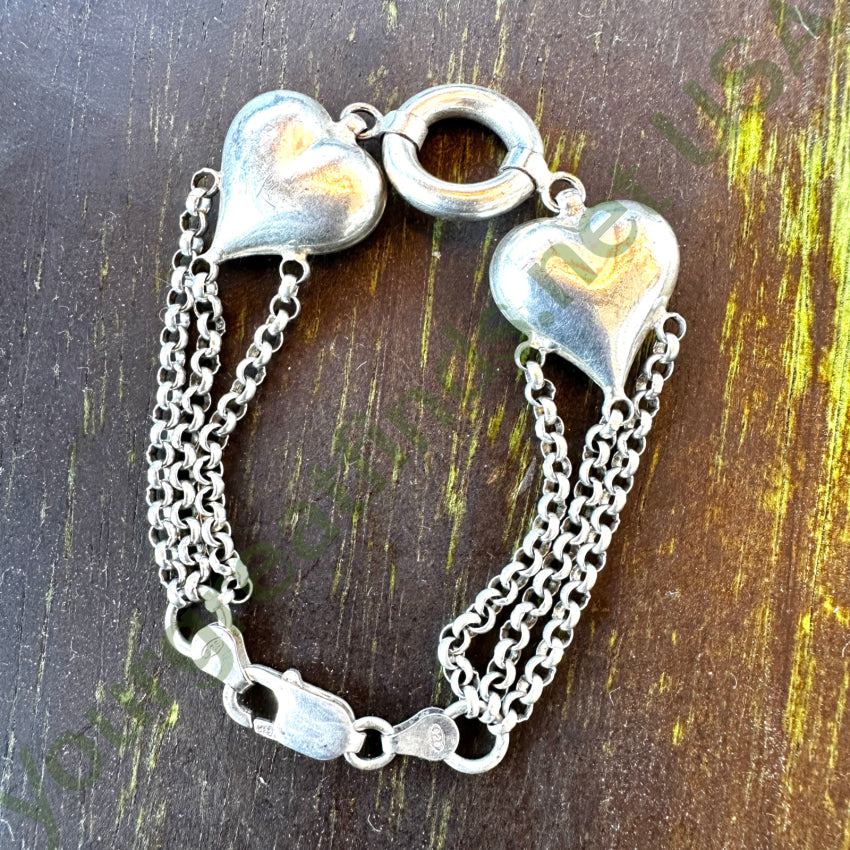 Sterling Silver Puffy Heart Bracelet for Women - Dainty Adjustable Charm Bracelet for Valentine's Day, Anniversary & Everyday Wear