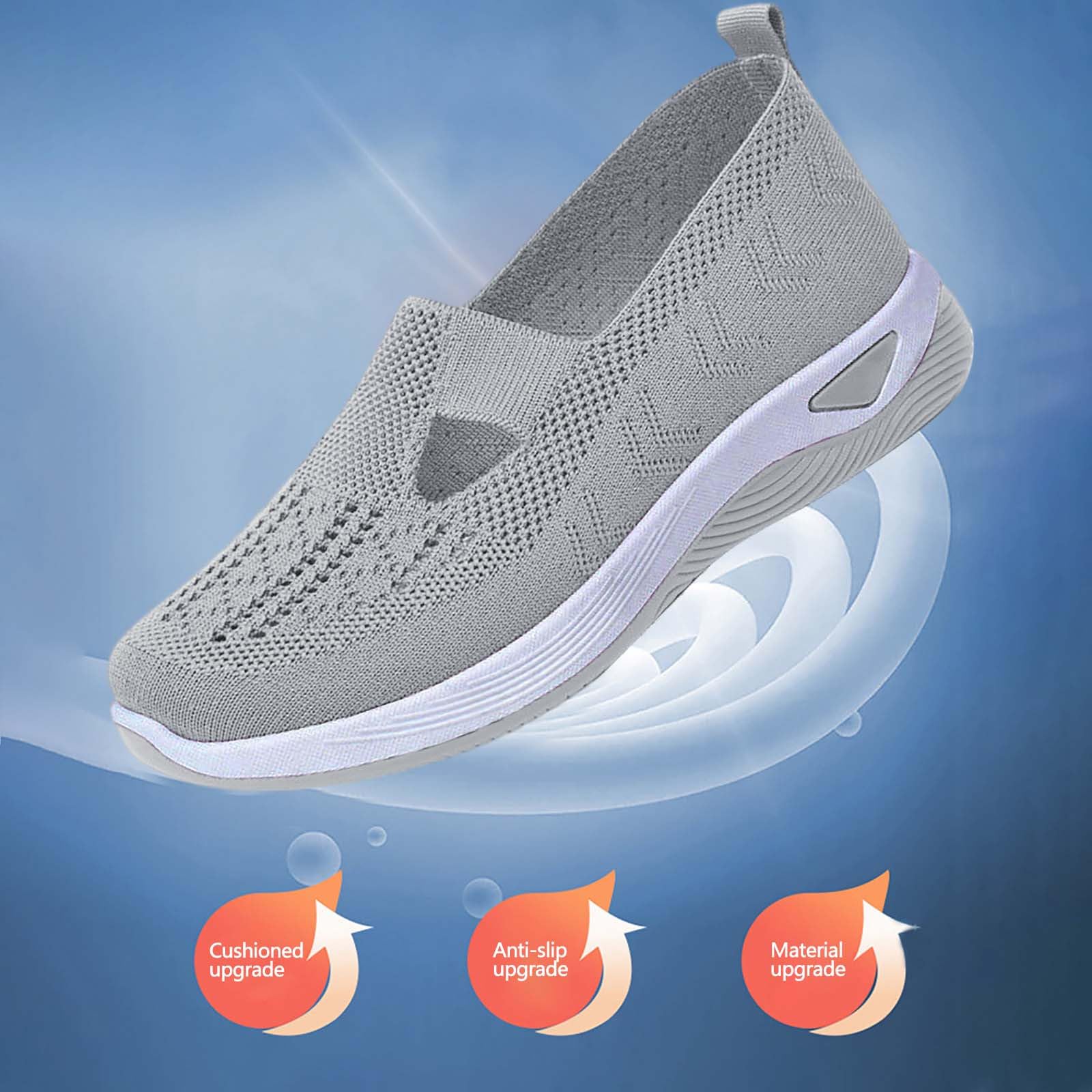 Women's Orthopedic Breathable Soft Walking Shoes - Slip On Diabetic Sneakers with Arch Support & Memory Foam | Comfortable Hands-Free Shoes for Walking, Travel & Daily Wear