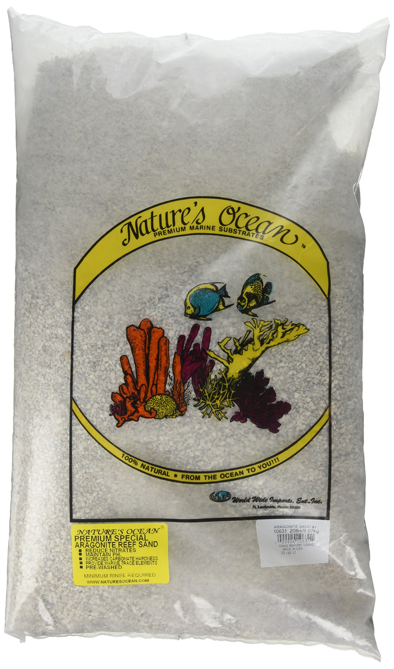 Nature's Ocean No.1 Aragonite Sand for Saltwater Aquariums - 20 lb Bag | Perfect for Marine Fish Tanks, Reef Systems & Coral Growth