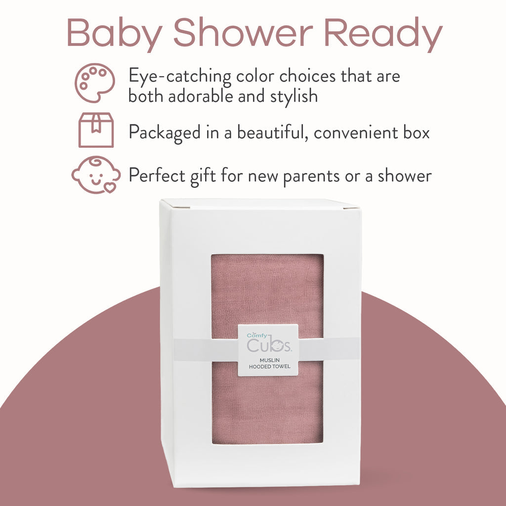 Comfy Cubs Ultra Soft Muslin Cotton Hooded Baby Towel - Newborn Bath & Swim Wrap, Perfect for Infants, Toddlers, and Kids - Ideal for Bath Time, Swimming, Beach, and Spa Days