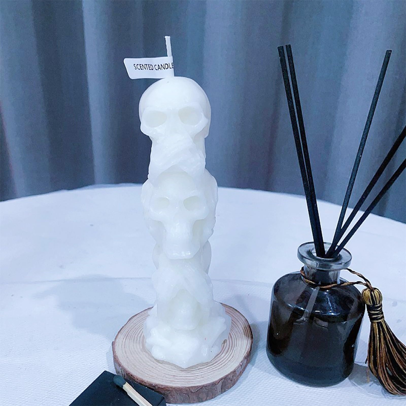 Halloween Skeleton Candles - Vintage Gothic Manor Decor for Home, Indoor Room & Table Decorations | Spooky Party, Haunted House & Halloween Night Ambiance