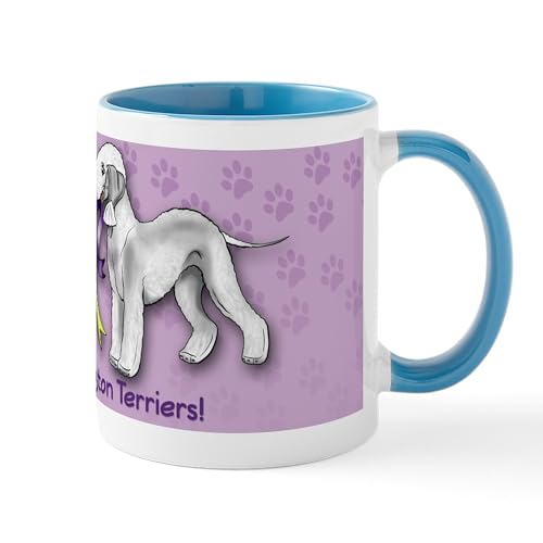 White/Blue Inside - Bedlington Terriers With Ribbon Mug