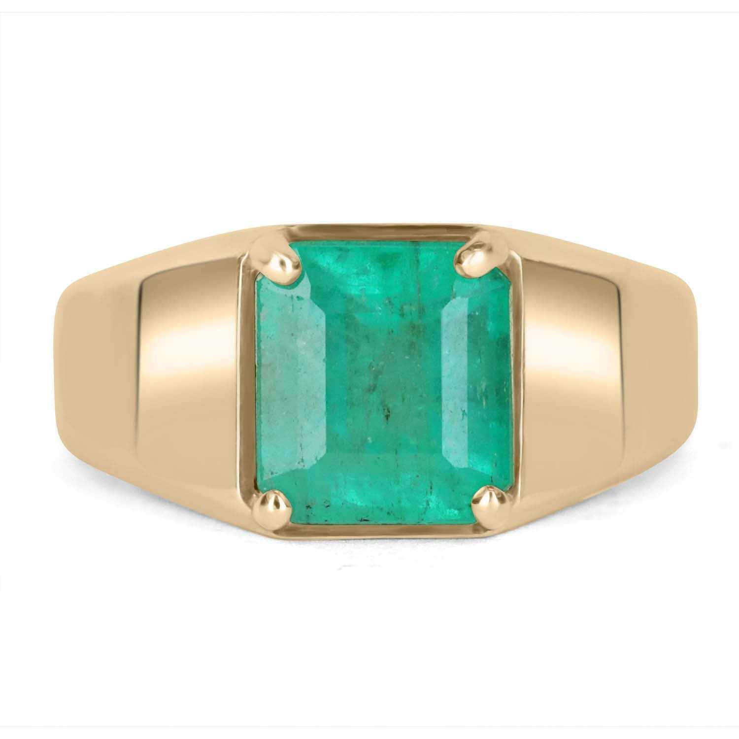 3.63 Carat Emerald Cut Green Emerald Men's Ring for Business Professionals - Perfect for Executive Gifts, Weddings & Formal Occasions
