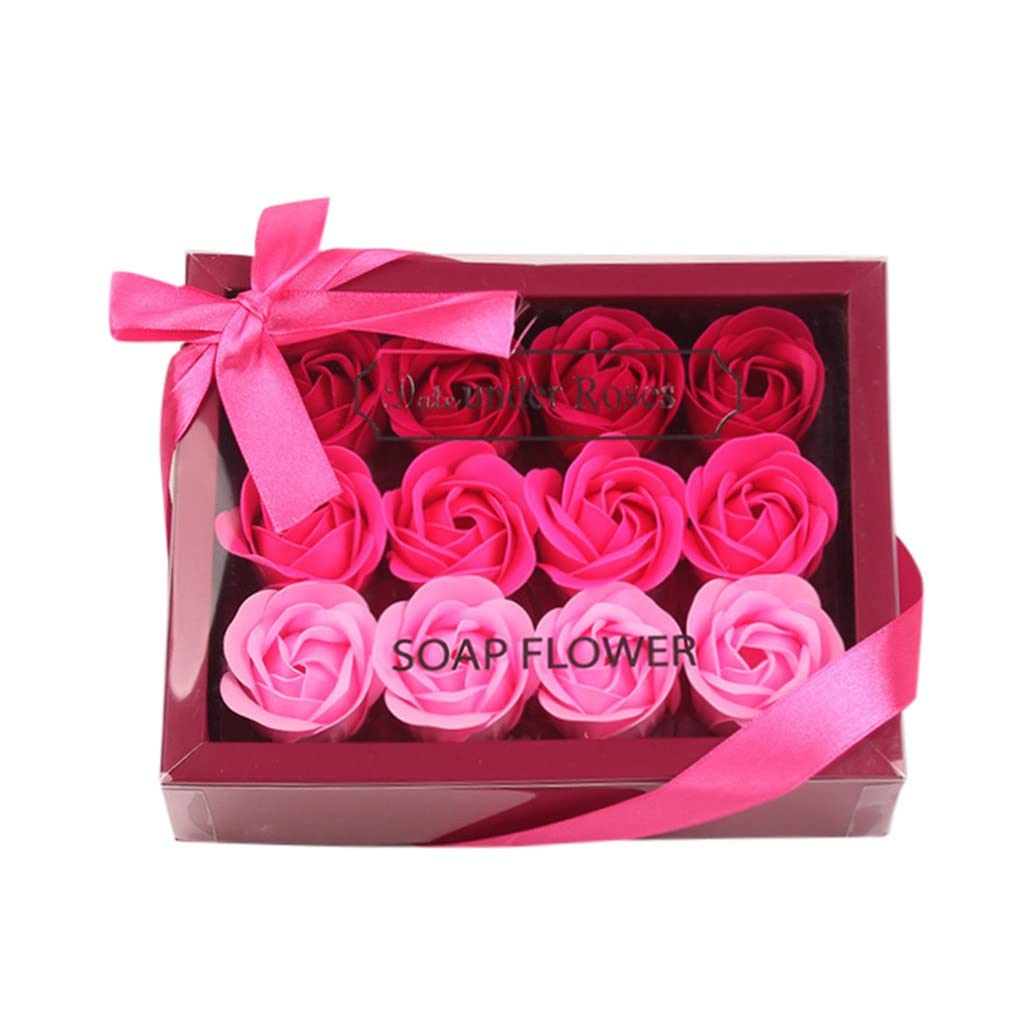 12-Piece Rose Petal Scented Bath Soap Set - Floral Aroma for Relaxing Bath, Anniversary, Birthday, Wedding & Valentine's Day Gift (Pink) - Perfect for Spa Nights, Romantic Gifts & Self-Care Moments