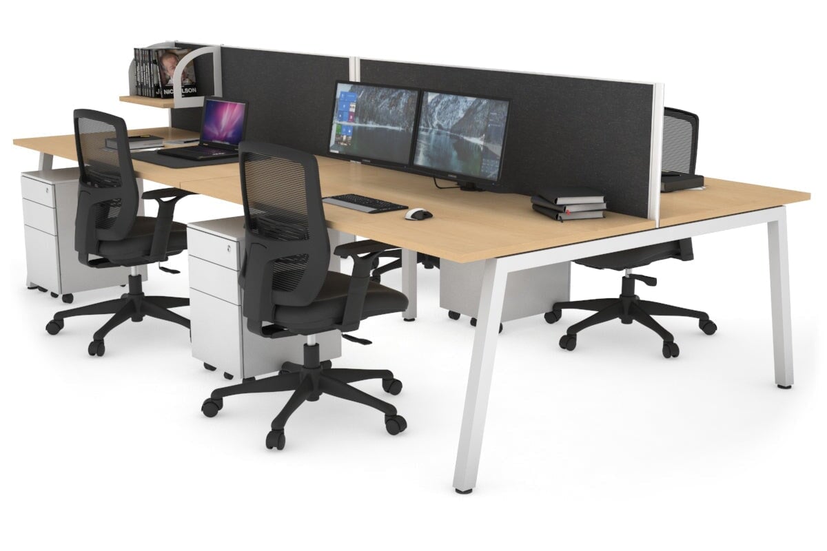 Quadro 4-Person Office Workstation Desk - 1800L x 800W with Cable Management Scallop - Ideal for Collaborative Workspaces, Home Offices & Coworking Spaces