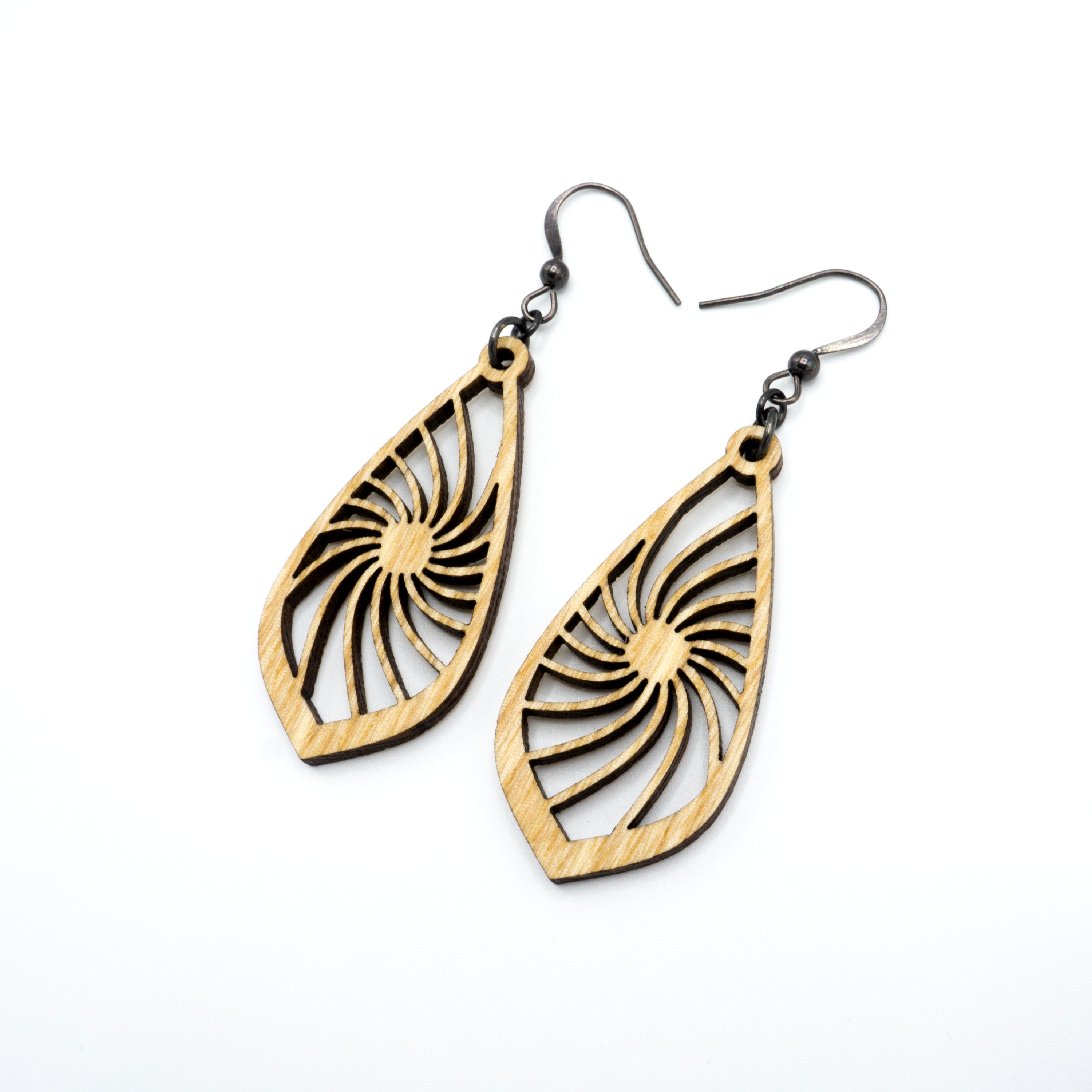 Gem Point 03 [S] Wooden Earrings - Handcrafted Ash Wood Dangle Earrings for Women | Boho Chic Jewelry for Casual Wear, Parties & Special Occasions
