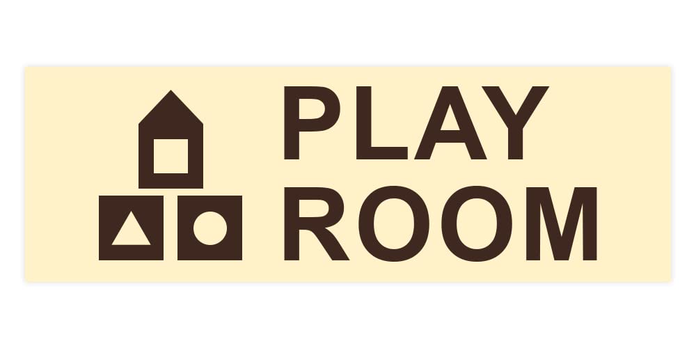 Small Basic Play Room Sign in Ivory & Dark Brown - Perfect for Kids' Playrooms, Nurseries, and Daycare Centers