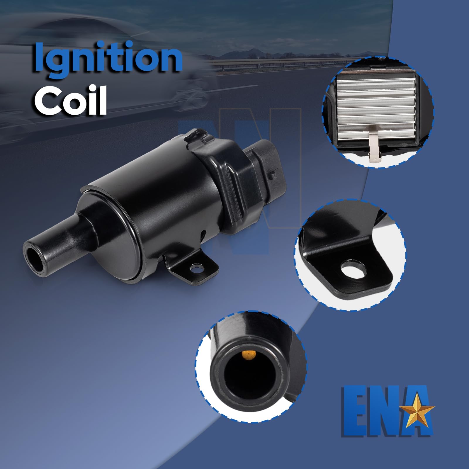 ENA 1 Round Ignition Coil Pack V8 5.3L 6.0L Compatible with GMC Chevy Silverado 1500 2500 Tahoe Suburban Express Sierra Yukon Savana Escalade 2000-2006 - Replaces UF262 D585 - High Performance Engine Ignition for Smooth Acceleration & Fuel Efficiency