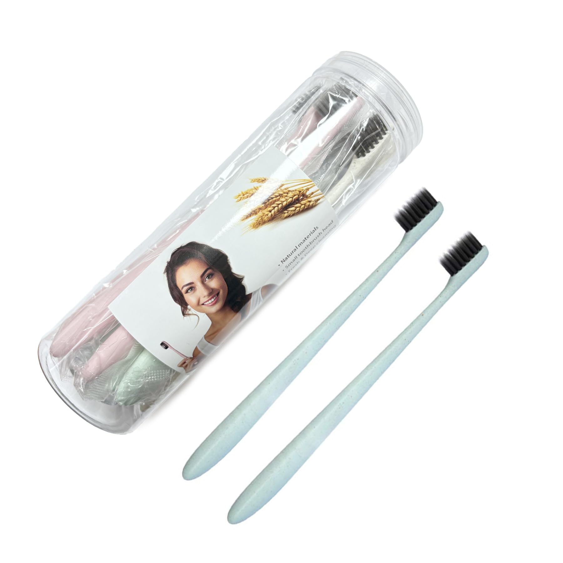 Eco-Friendly 10-Pack Wheat Straw Toothbrushes with Bamboo Charcoal Soft Bristles - Gentle for Sensitive Teeth & Gums - Family Set for Kids & Adults - Perfect for Travel & Daily Oral Care