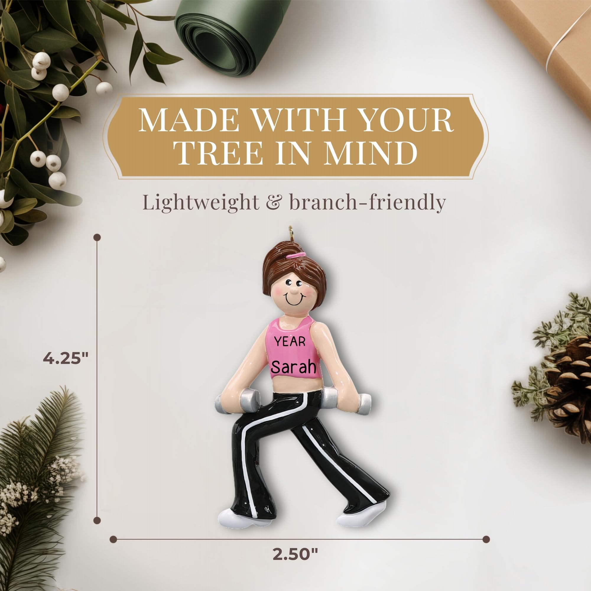 Personalized Fitness Girl Christmas Ornaments 2024 - Custom Gym & Crossfit Decor with Name - Fast 24h Free Shipping - Gift Wrapped - Perfect for Holiday Tree Decorations, Workout Enthusiast Gifts & Gym Locker Decor