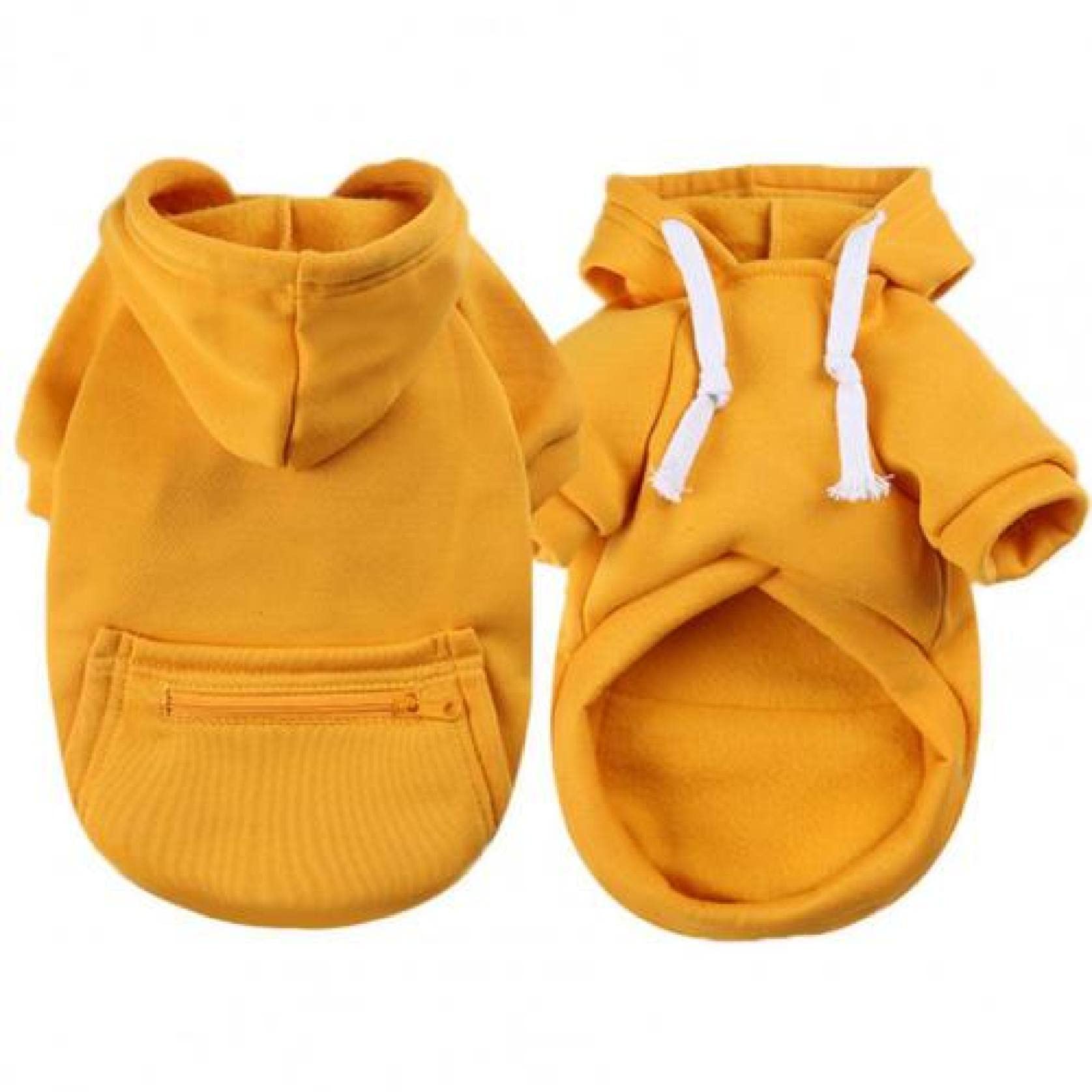 Dog Hoodie with Back Pocket - Polyester Pet Sweatshirt for Small & Medium Dogs - Outdoor Drawstring Coat for Walking & Playtime