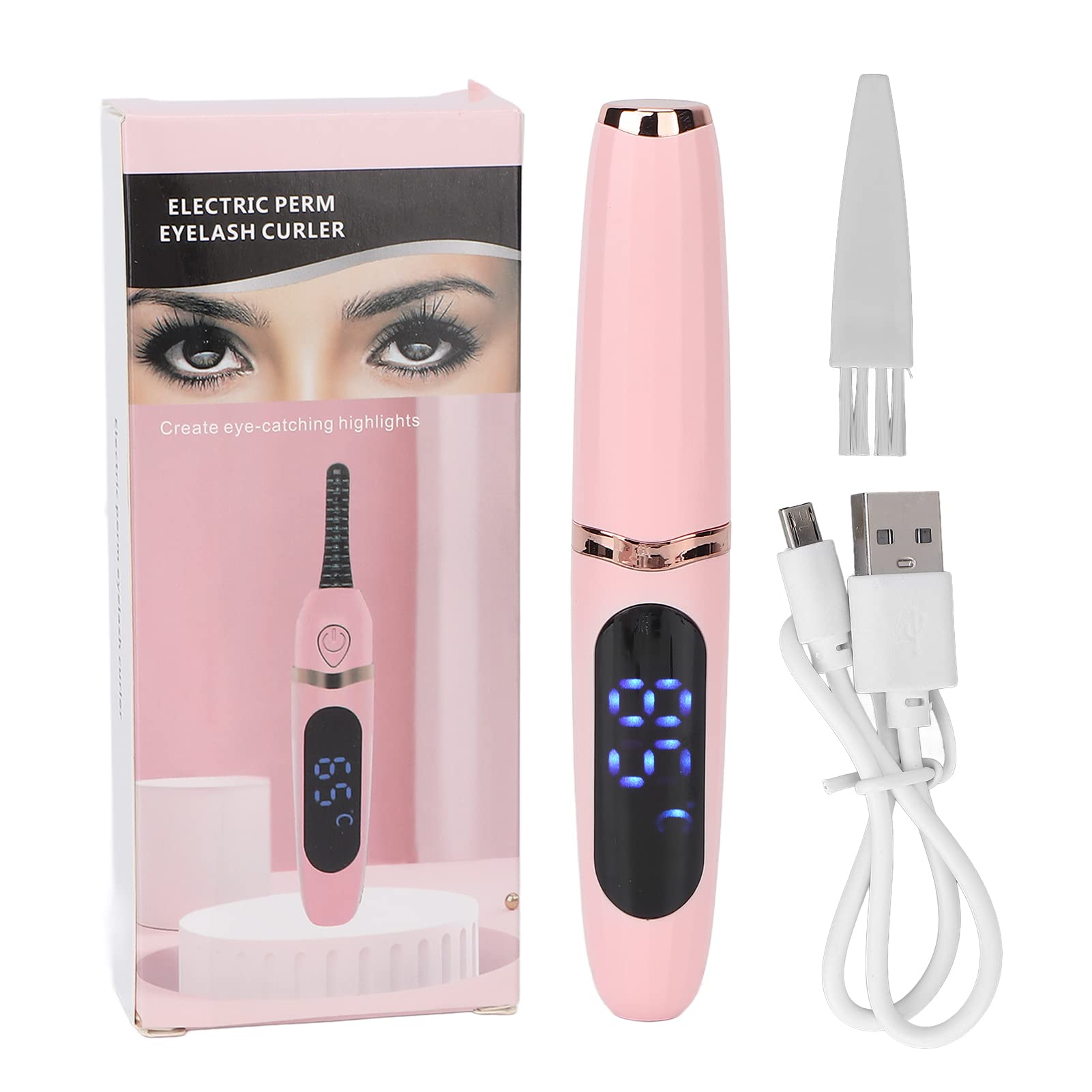 Rechargeable Electric Heated Eyelash Curler - Long Lasting Battery, Safe & Easy to Use for Perfect Curls at Home or Travel (Pink) | Great for Daily Makeup, Special Occasions & Professional Styling