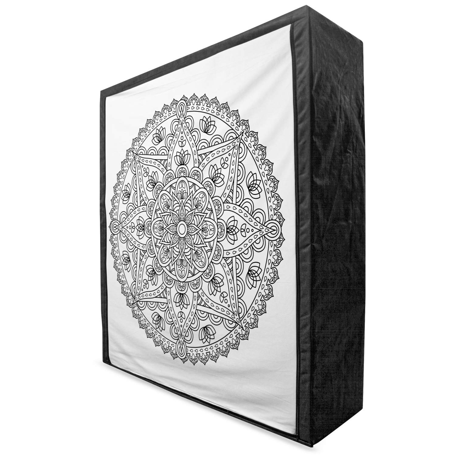 Ambesonne Grey White Portable Fabric Wardrobe with Shelves - 59