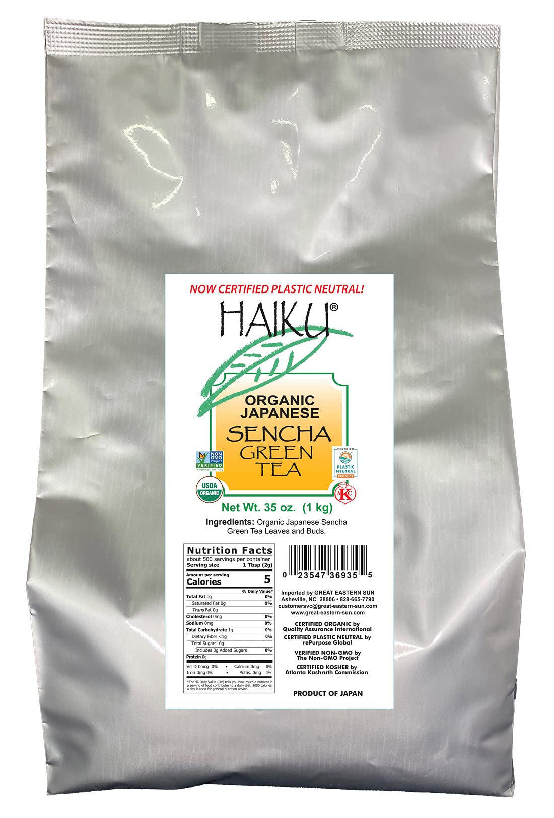 Premium Organic Japanese Sencha Green Tea Loose Leaf - USDA Certified, Resealable Bag (35 oz) - Authentic Product of Japan for Daily Wellness & Relaxation