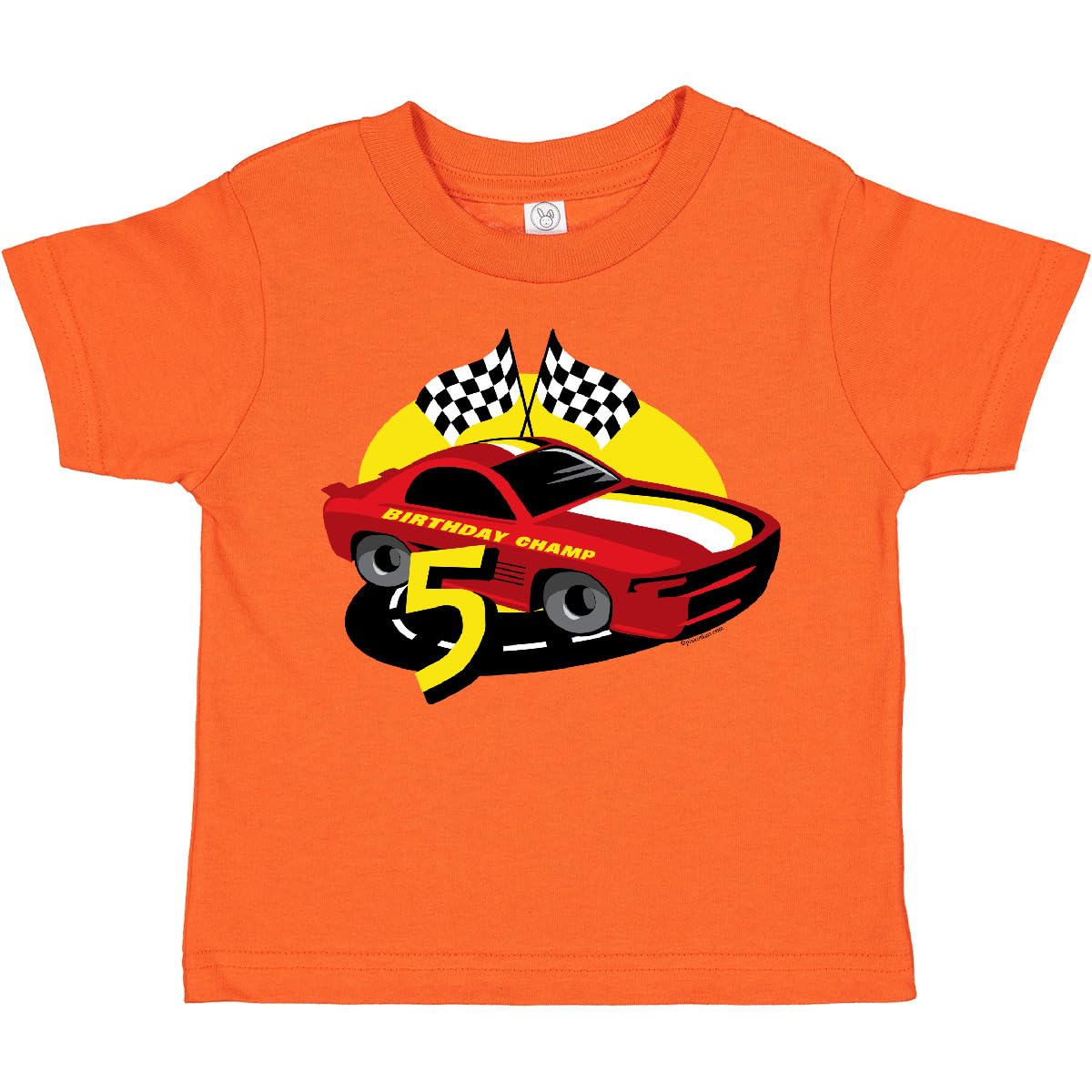 Inktastic Race Car 5th Birthday Toddler T-Shirt - Cute Boys' Toddler Graphic Tee for Birthday Party, Racing Theme Celebration & Casual Wear