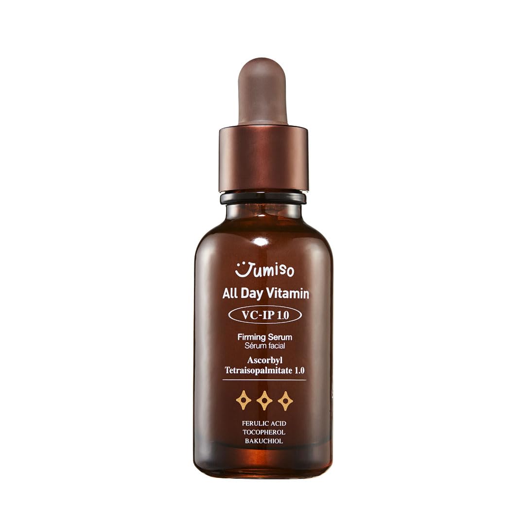 JUMISO All Day VC-IP 1.0 Firming Serum 30ml - Vitamin C Brightening Face Serum with Collagen Boost, Aronia Extract & Bakuchiol for Fine Lines & Wrinkles - Hydrating Anti-Aging Skincare for Day & Night Use