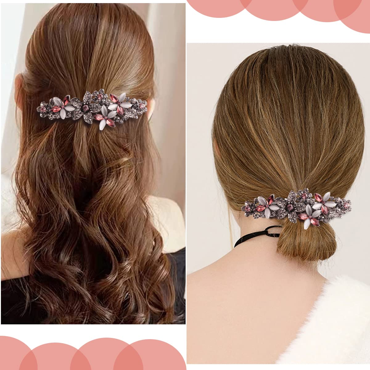MAYCREATE Rhinestone Hair Clip for Women - Stylish Crystal Flower Hairpin, French Barrettes Hair Accessories for Women & Girls, Perfect Gift for Spring & Summer - Wedding, Party, Daily Wear