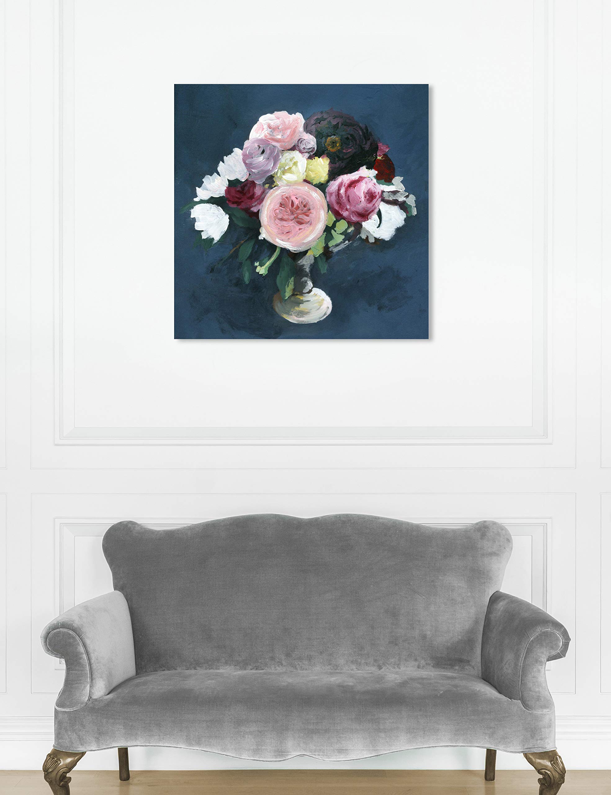 Oliver Gal Artist Co. Floral Wall Art Canvas Print - Night Bouquet Home Decor, 30x30 Inches, Pink & Blue - Perfect for Living Room, Bedroom & Office Wall Decor