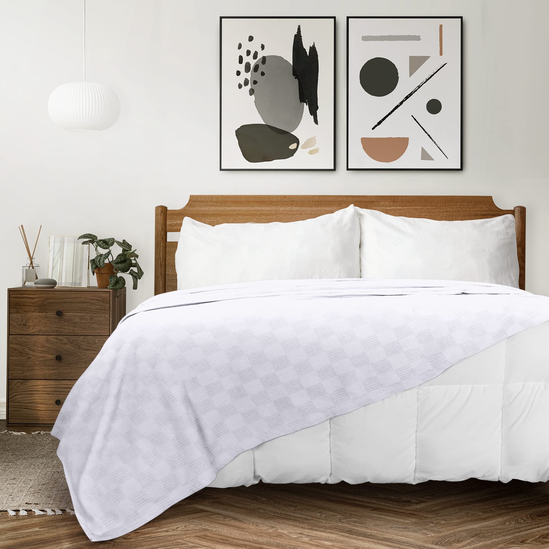 Utopia Bedding White Cotton Blanket - Queen Size 90x90 Inch, 350GSM Soft Thermal Blanket (Pack of 8) - Perfect for Bedroom, Guest Room, and Cozy Winter Nights