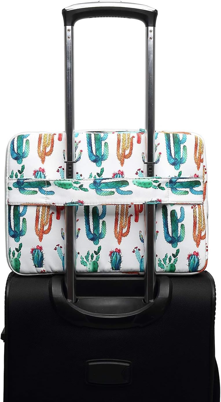 Premium Cactus Print Laptop Sleeve for MacBook 14 inch & Surface Laptop 14.4 inch - Shockproof Bubble Cushion Case with Handle & Storage Pockets | Perfect for Work, Travel & School Commute