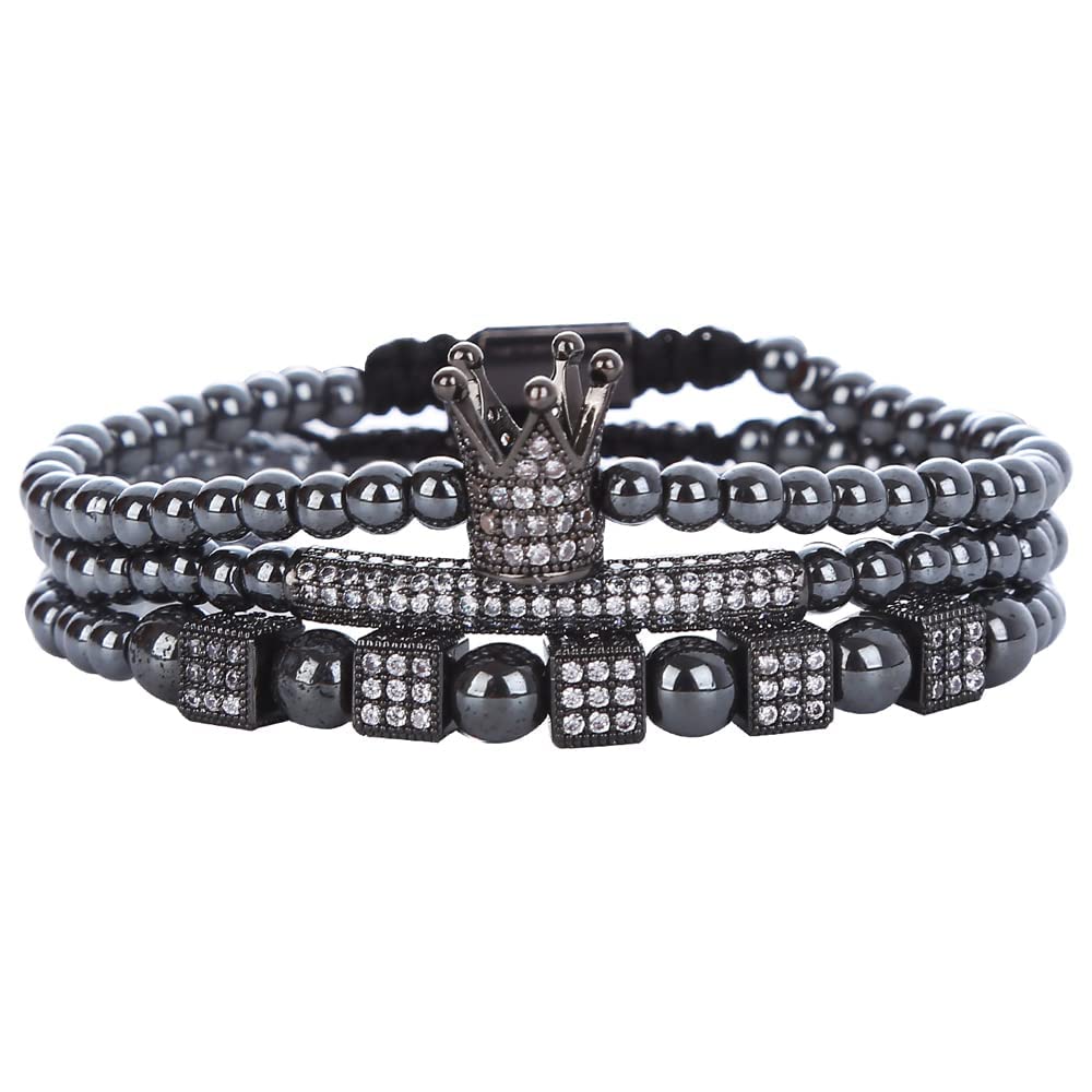 HYHONEY Stainless Steel Beaded Bracelet for Men & Women - Micro Pave Zircon Cuff Bangle | Perfect for Casual Wear, Gifts & Special Occasions