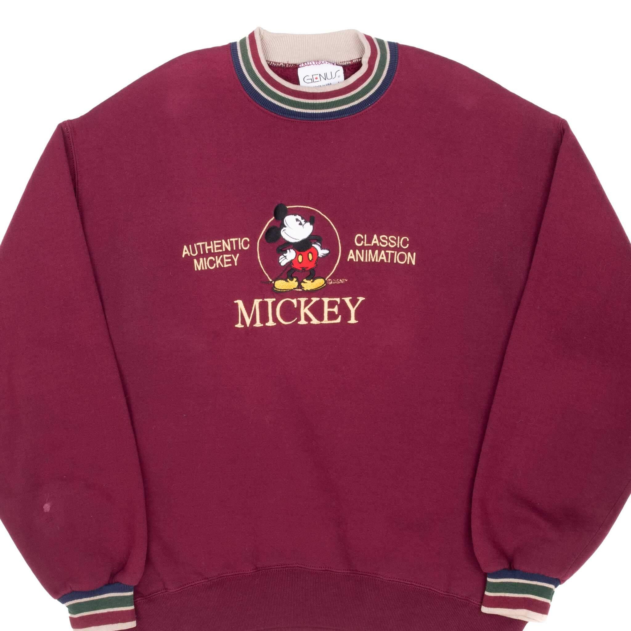 Vintage Disney Mickey Mouse Red Sweatshirt Large Size 1990s Made in USA - Retro Disney Apparel for Casual Wear & Collectors