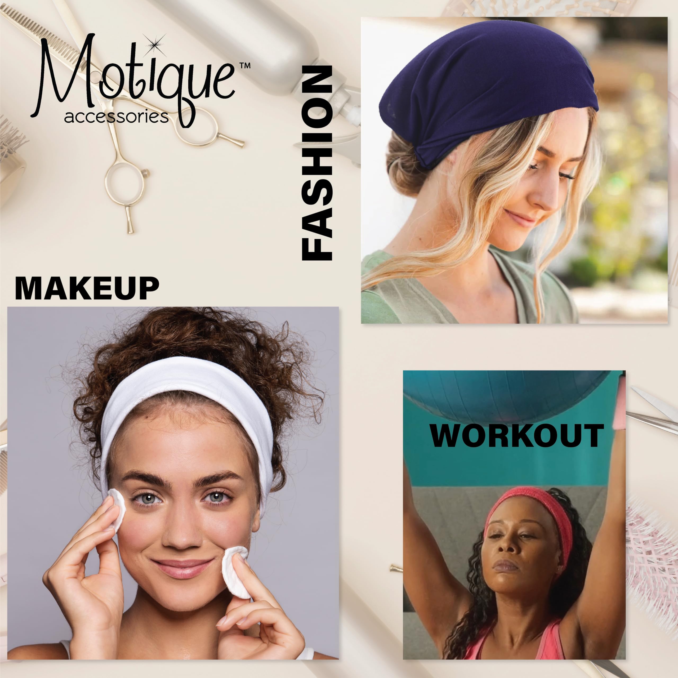 Motique Women's Soft Wide Cotton Headband - Hot Pink Boho Yoga Hair Accessory for Workouts, Running, and Everyday Style