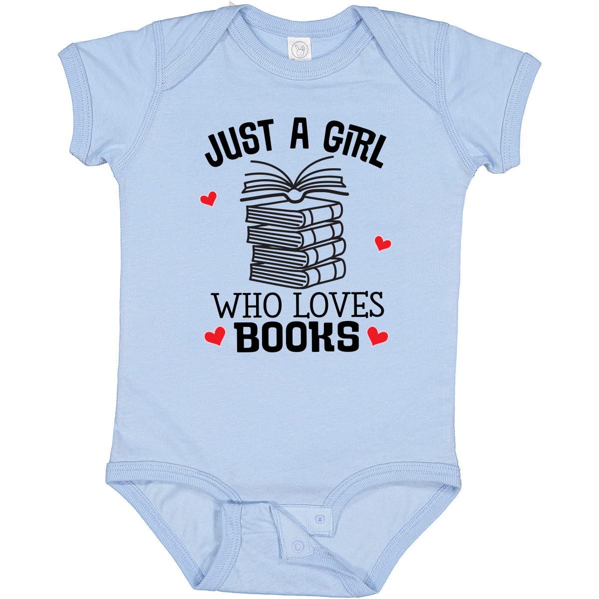 Inktastic Just a Girl Who Loves Books Baby Bodysuit - Cute Book Lover Outfit for Infants & Toddlers - Perfect Gift for Baby Showers, Birthdays & Library Visits