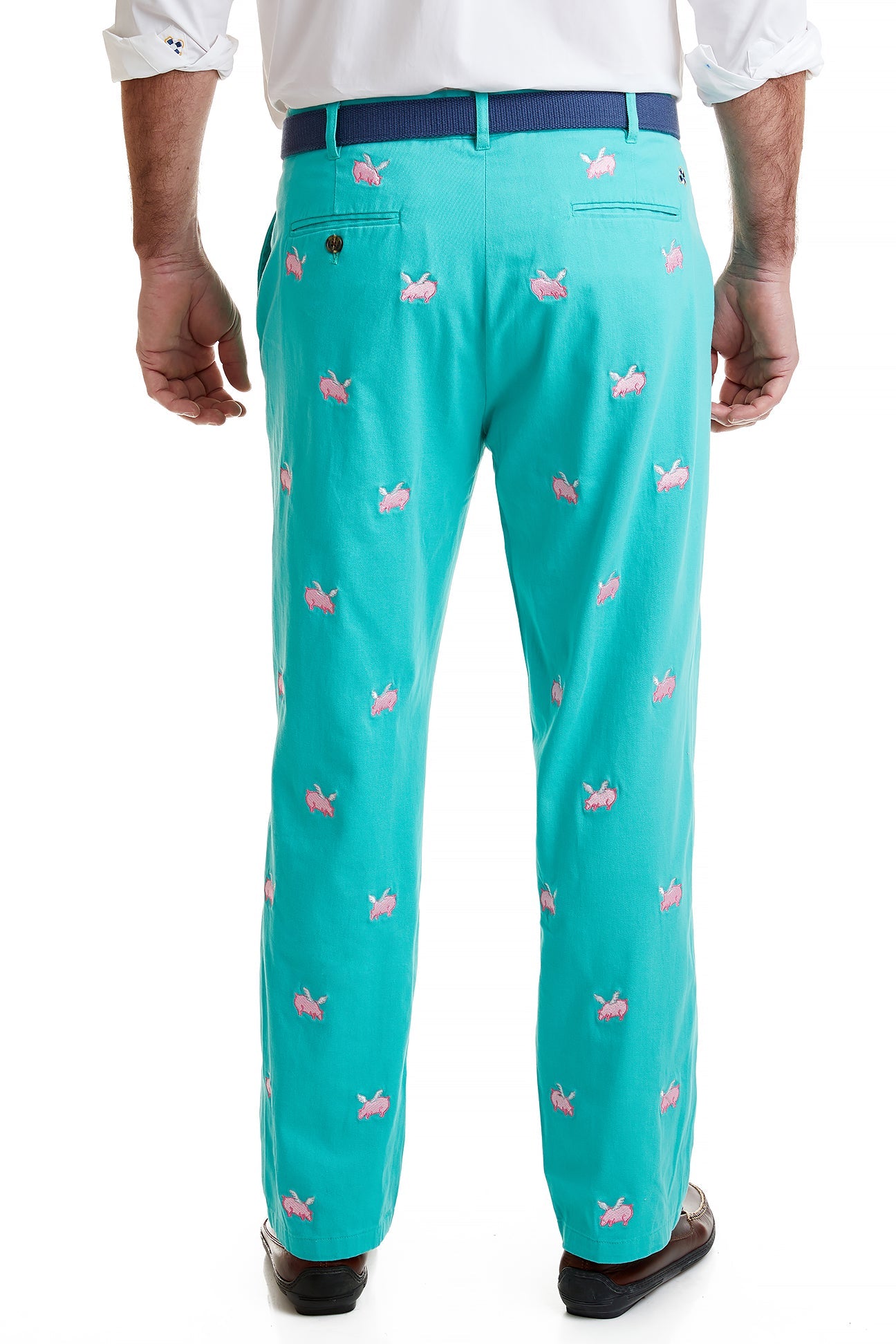 Stretch Twill Harbor Pant in Aquatic Green - Comfortable Flying Pig Design for Outdoor Adventures & Casual Wear